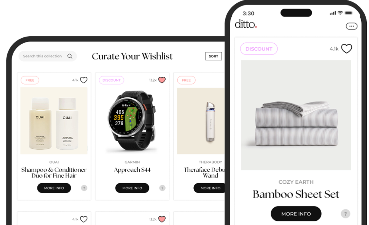 Ditto app previews on tablet and mobile